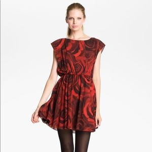 Alice and Olivia Corwin rose print silk dress XS